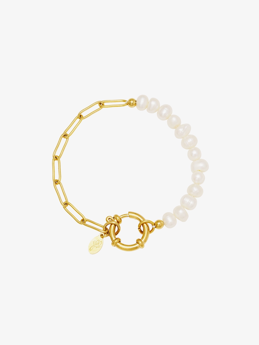 Pearly Side Armbånd Kæde Perler 18k Guldbelagt