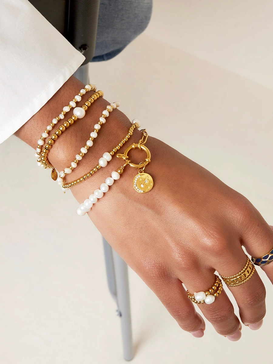 Pearly Side Armbånd Kæde Perler 18k Guldbelagt